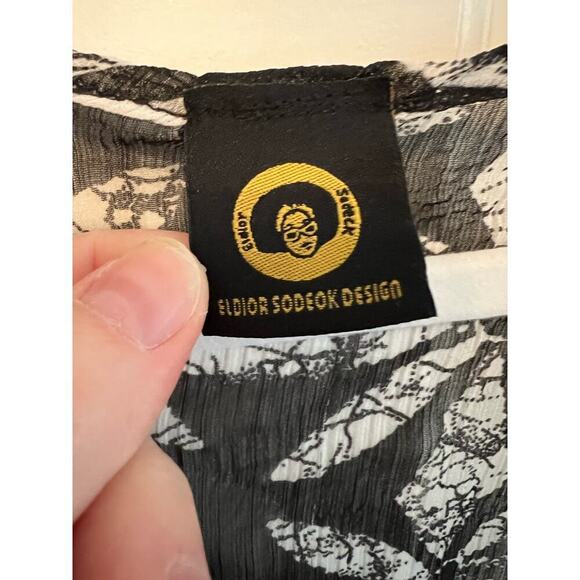 Eldior Sodeok Design Duster Kimono Women's OS Black White Floral Print Long Line - Picture 8 of 15